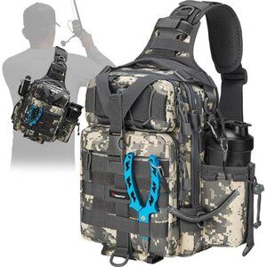 Tackle Bag With Rod & Gear Holder - Lightweight Sling Storage Bag
